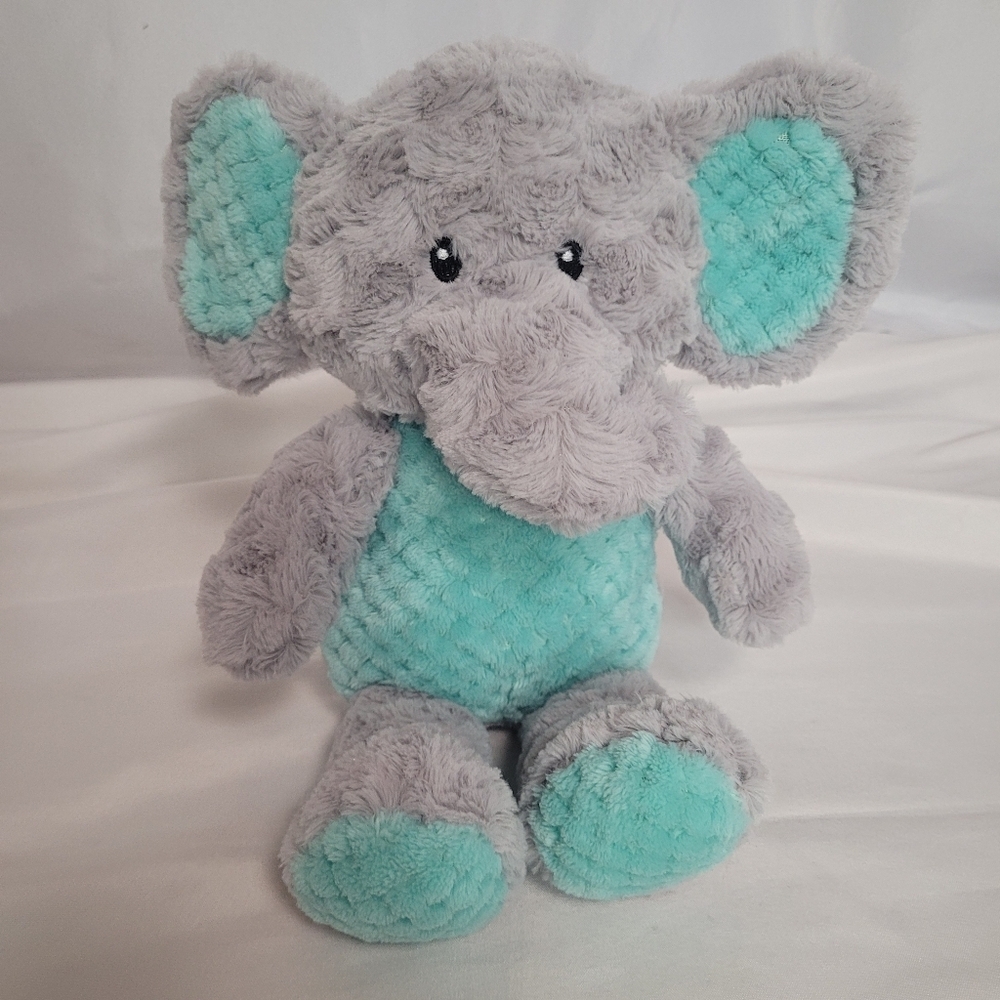 Spark Create Imagine Gray/ Aqua Elephant Rattle Crinkle Plush Stuffed Animal Toy